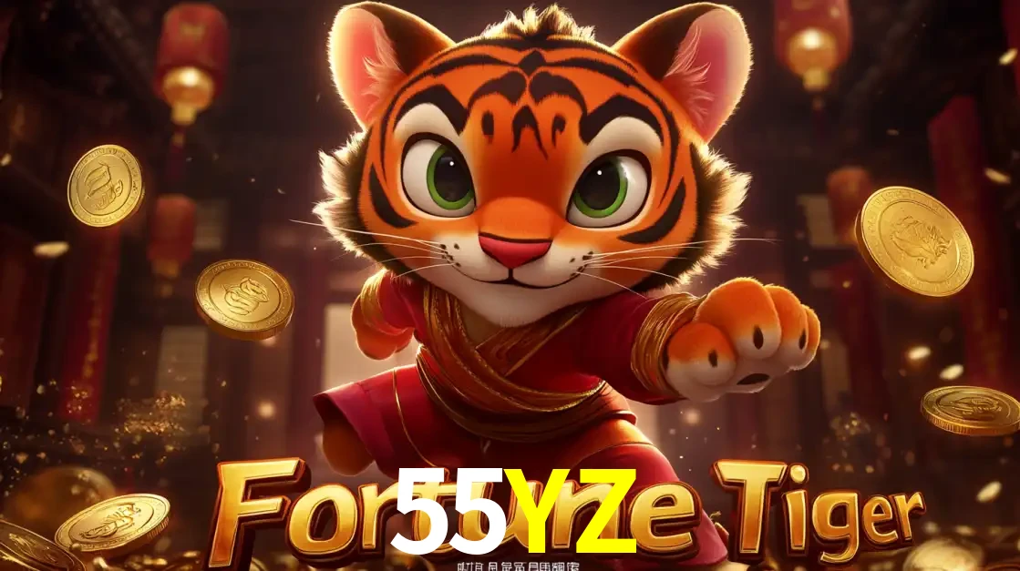 O carismático mascote do jogo de slot Fortune Tiger, um tigre fofo em pose de artes marciais, pronto para trazer sorte e multiplicadores de ganhos no cassino online 55YZ.